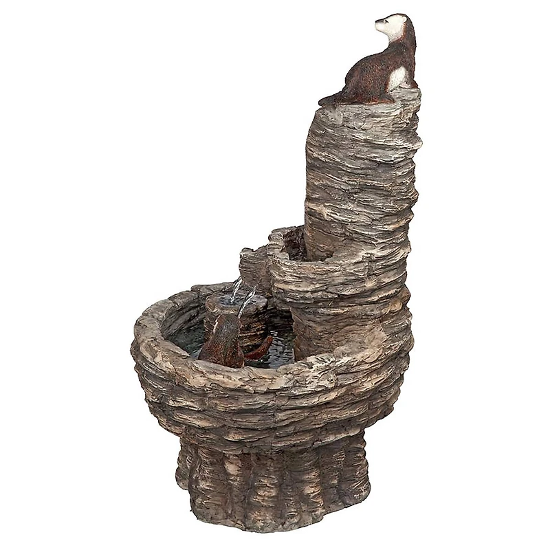 Design Toscano Tres Amigos Playful Otter Cascading Garden Fountain