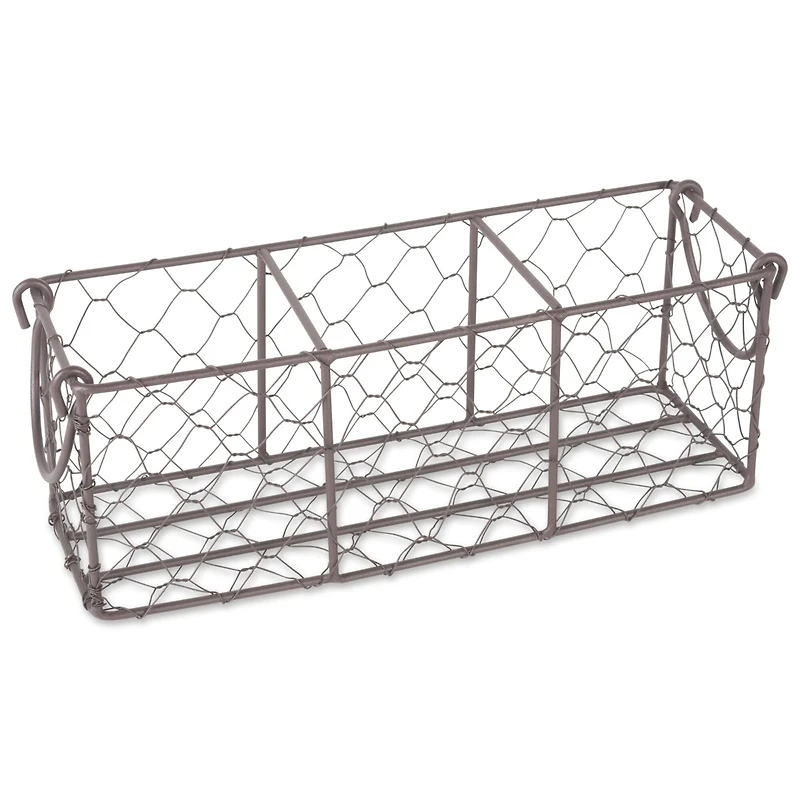 DII® Rustic Chicken Wire Flatware Caddy with Clear Jars