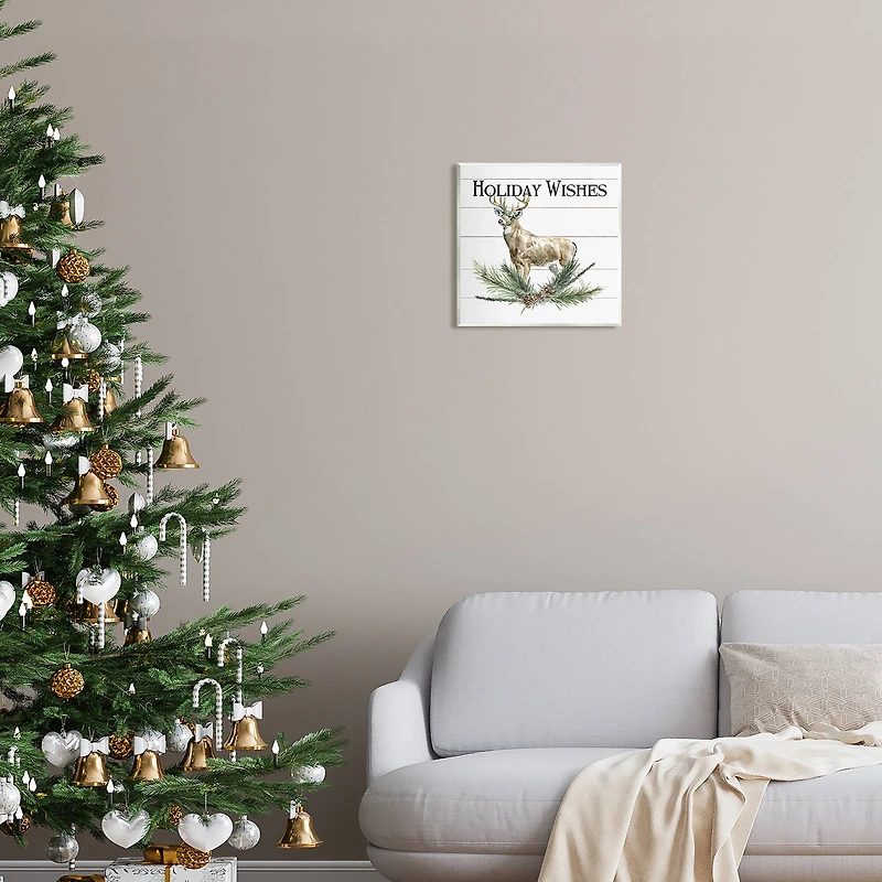 Stupell Industries Holiday Wishes Seasonal Deer Wall Plaque Art