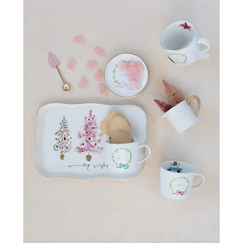 Hello Honey® 5" Round Stoneware Plate Set with Holiday Words