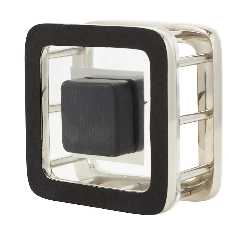 6" Silver Aluminum Geometric Dimensional Open Frame Clock