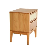 Hello Honey® Crawford 24" Solid Wood Nightstand with Storage Drawers and Cane Detail