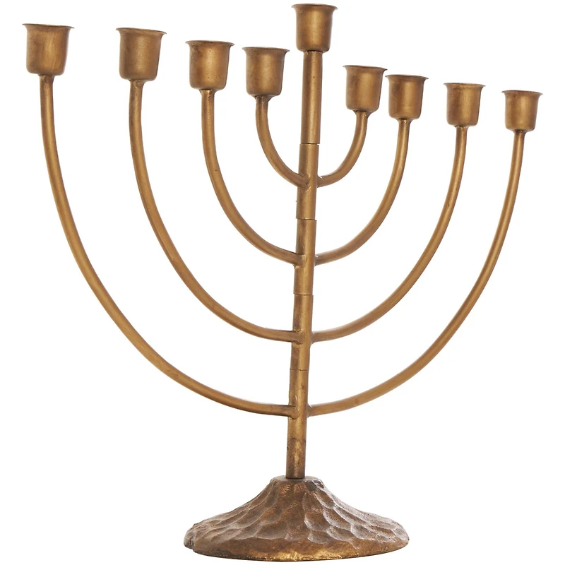 17" Bronze Metal Layered Arch Candelabra with Textured Base
