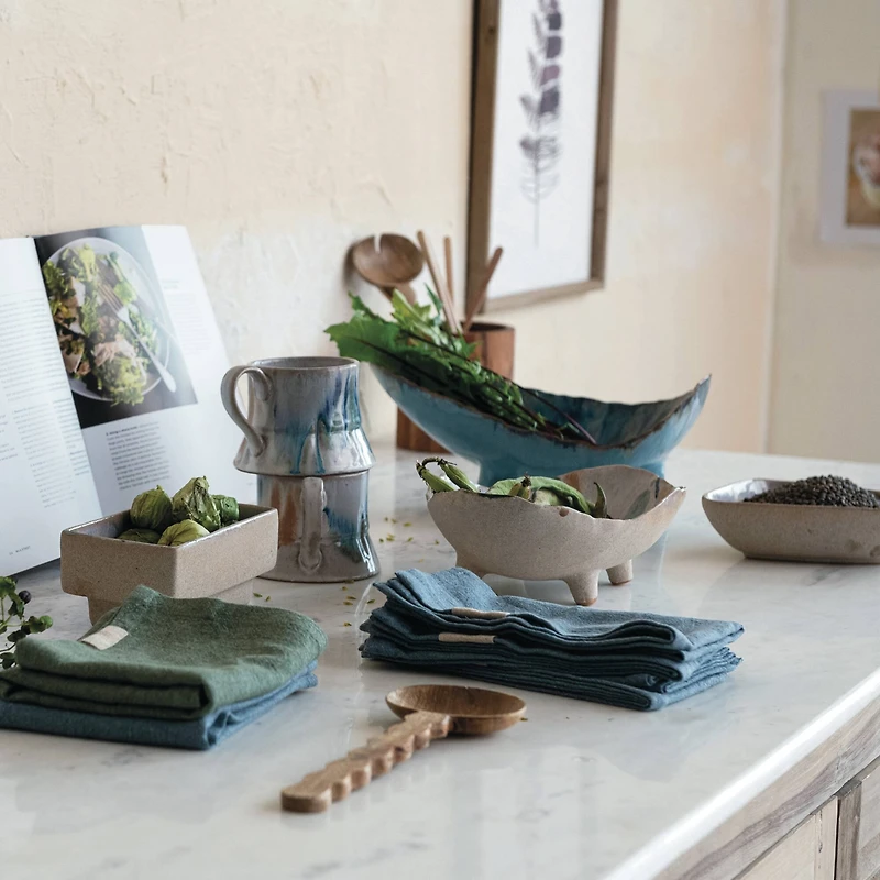 Hello Honey® Stonewashed Linen Blend Tea Towel with Twill Tape Corner Set