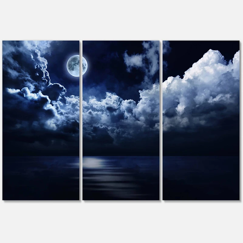 Designart - Full Moon in Cloudy Night Sky