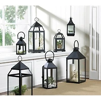 18.5" Black Contemporary Candle Holder Lantern