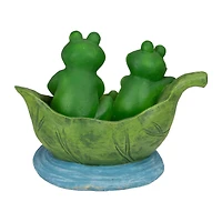 10" Green Frogs in a Lily Pad Outdoor Garden Statue
