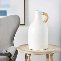 18" White Ceramic Jug Inspired Vase