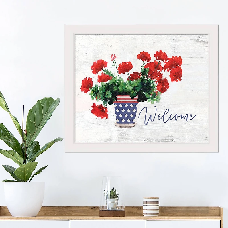Patriotic Welcome Print in White Frame