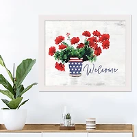 Patriotic Welcome Print in White Frame