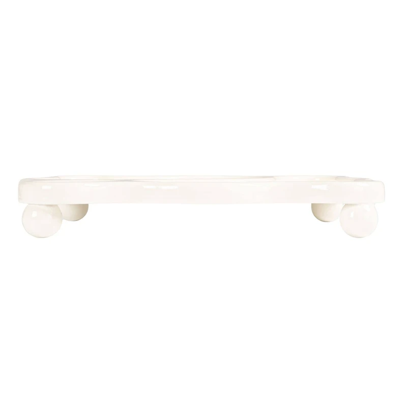 Hello Honey® White Decorative Footed Wood Tray with 3 Sections