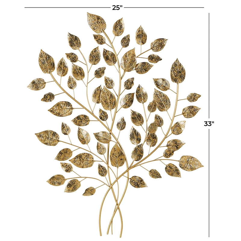 33" Gold Metal Leaf Metallic Wall Décor