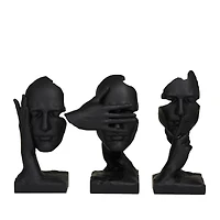 Black Polystone Face Sculpture Set