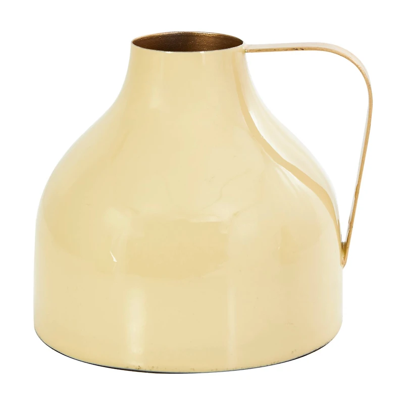 CosmoLiving by Cosmopolitan Yellow Metal Abstract Enameled Vase with Gold Handle Set