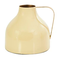 CosmoLiving by Cosmopolitan Yellow Metal Abstract Enameled Vase with Gold Handle Set