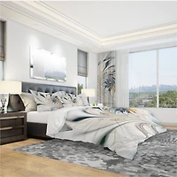 DesignArt White Stained Glass Floral Art Duvet Cover Set