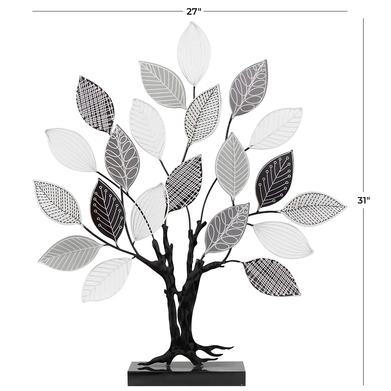 2.5ft. Black, Gray & White Metal Tree Sculpture