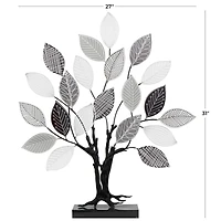 2.5ft. Black, Gray & White Metal Tree Sculpture