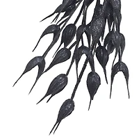 10" Black Glitter Oat Leaves Pick by Ashland®