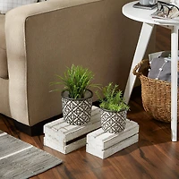 Dark Gray Lattice Cement Flower Pot Set