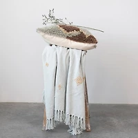 Hello Honey® Gray-Blue Moroccan Designs & Fringe Throw Blanket