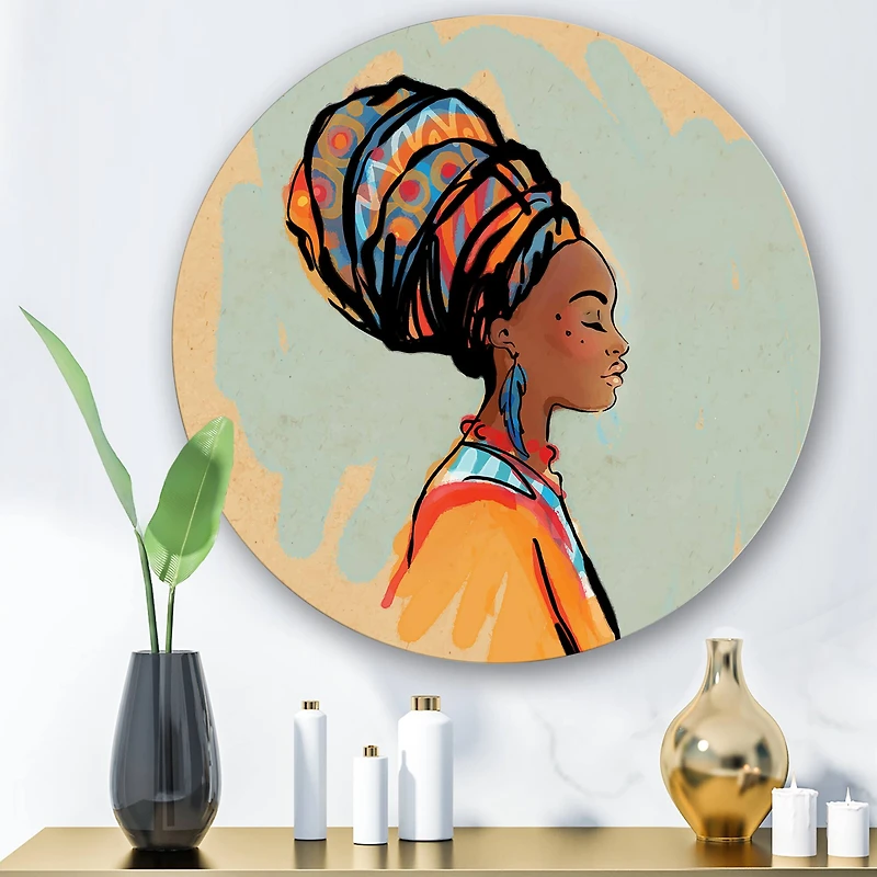 Designart - Portrait of Afro American Woman With Turban III