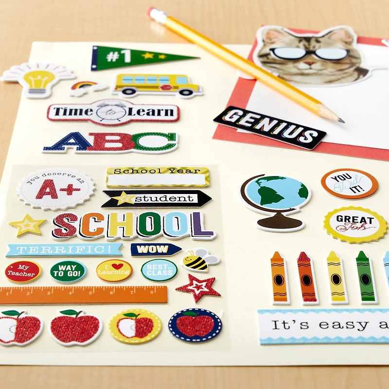 12 Pack: School Flipbook Chipboard Dimensional Stickers by Recollections™