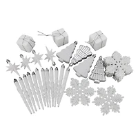 125ct. Winter White & Silver Shatterproof 4-Finish Christmas Ornaments