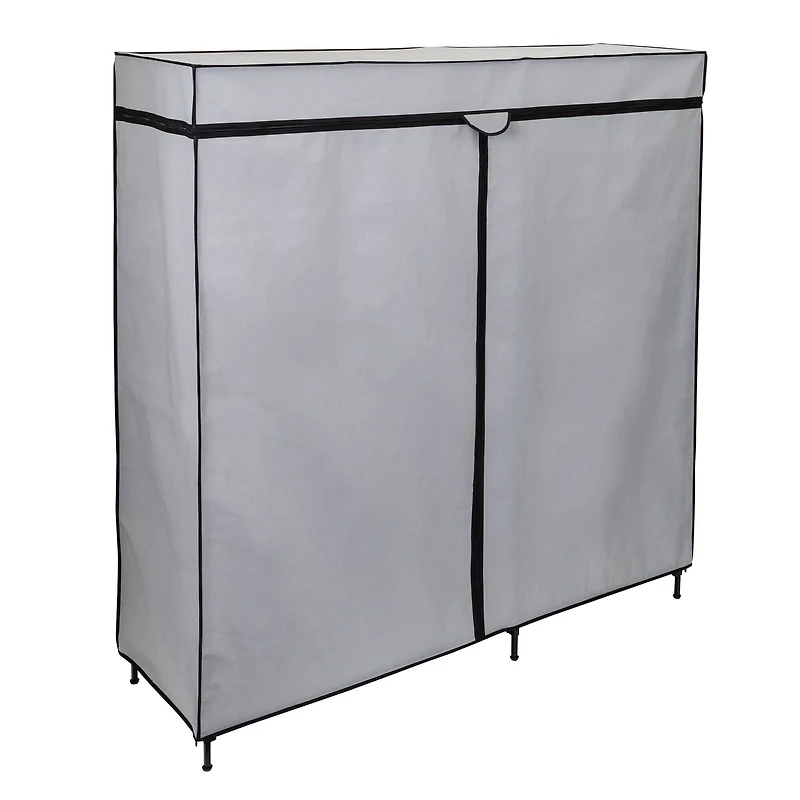 Honey Can Do 60" Gray Wide Double Door Portable Wardrobe Closet