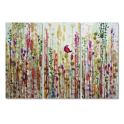 Designart - Red Bird In Color Meadow