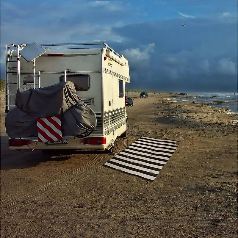 DII® Black & White Stripe Outdoor Rug, 4ft. x 6ft.