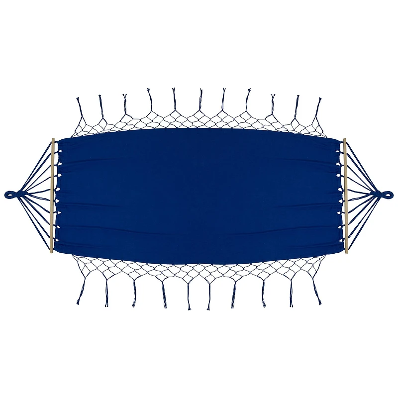 100" x 41" Hammock with Netted Fringe & Wooden Bars