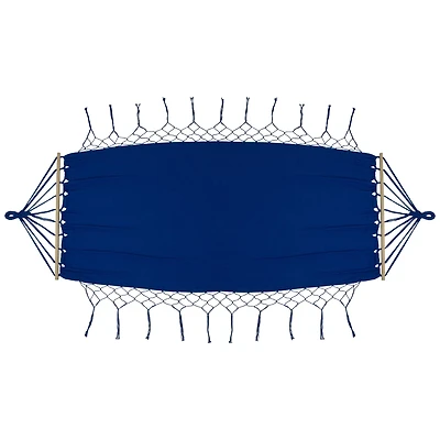 100" x 41" Hammock with Netted Fringe & Wooden Bars