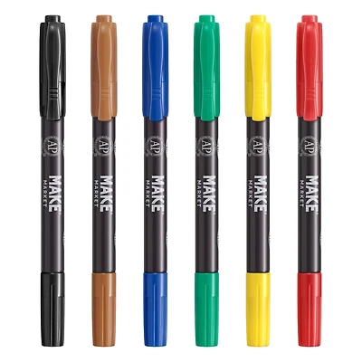 6 Packs: 6 ct. (36 total) Dual Tip Fabric Ink Markers by Make Market®