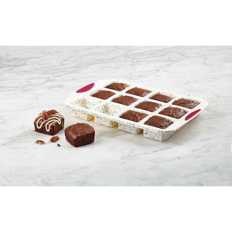 Trudeau® Structure Silicone™ 12-Cavity Confetti Fuchsia Brownie Pan