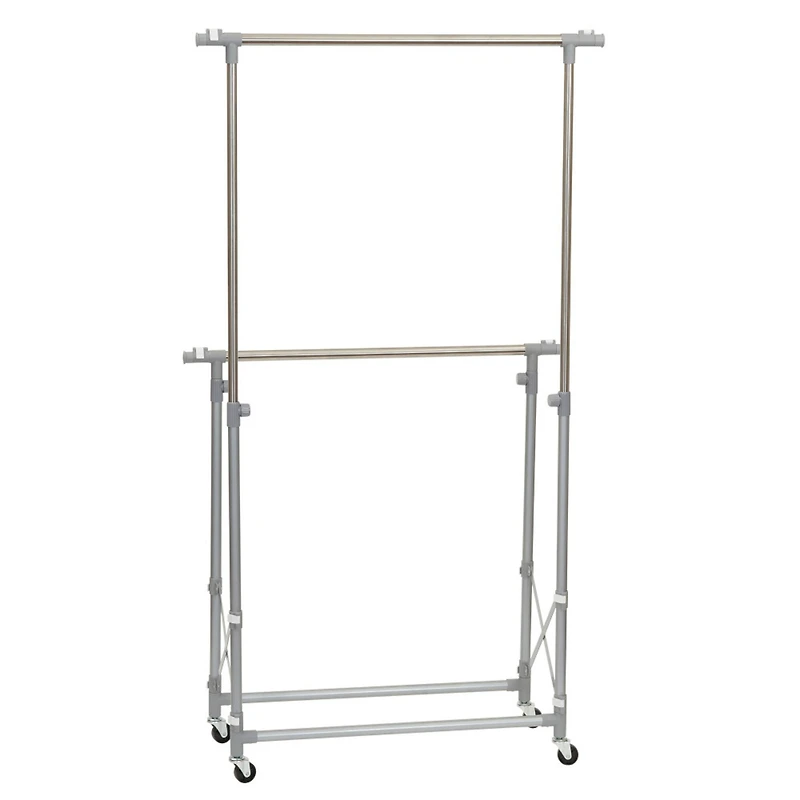 Household Essentials 62" Folding Double Garment Rack with Wheels