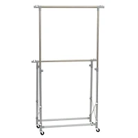 Household Essentials 62" Folding Double Garment Rack with Wheels