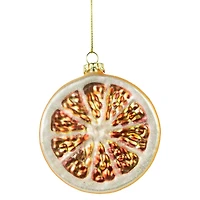 3.5" Glittered Orange Slice Glass Ornament