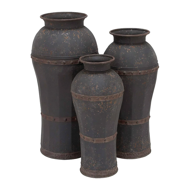 Brown Metal Rustic Vase Set