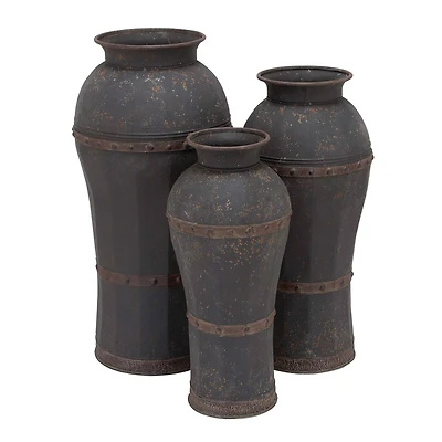 Brown Metal Rustic Vase Set