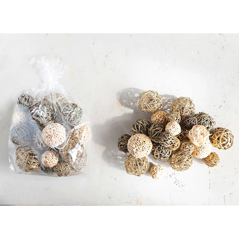 Hello Honey® Gold & Natural Brown Dried Ball Mix Décor with Glitter