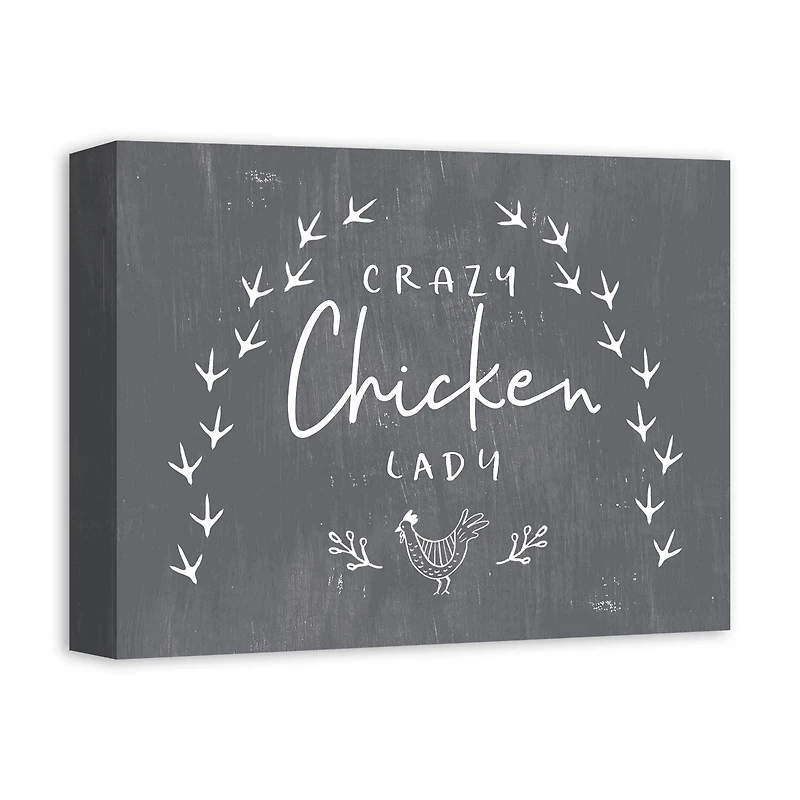 Crazy Chicken Lady 14" x 11" Canvas Wall Art