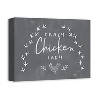 Crazy Chicken Lady 14" x 11" Canvas Wall Art