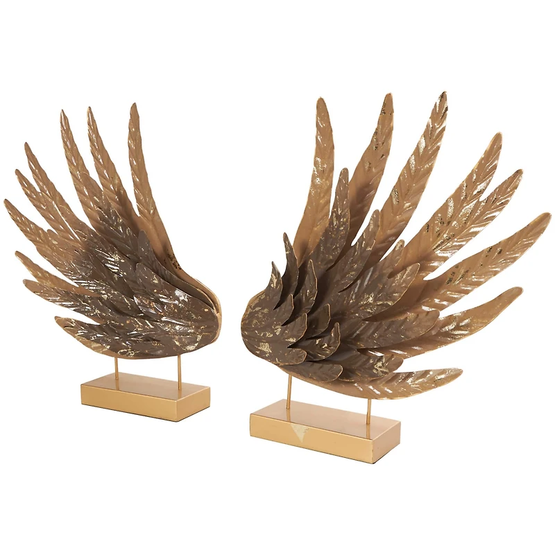 18" Gold Bird Wing Tabletop Sculpture Set
