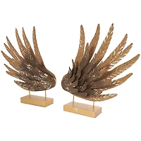 18" Gold Bird Wing Tabletop Sculpture Set