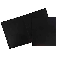 JAM Paper 9.5" x 11.5" Black Heavy Duty Plastic 2-Pocket Presentation Folders, 6ct.