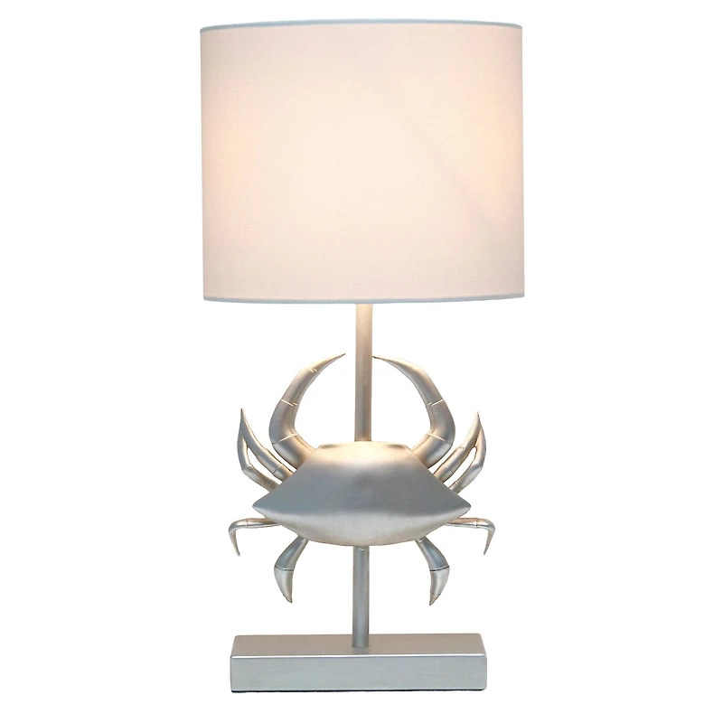 Simple Designs™ 18" Brushed Nickel Pinching Crab Table Lamp with White Shade