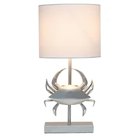 Simple Designs™ 18" Brushed Nickel Pinching Crab Table Lamp with White Shade
