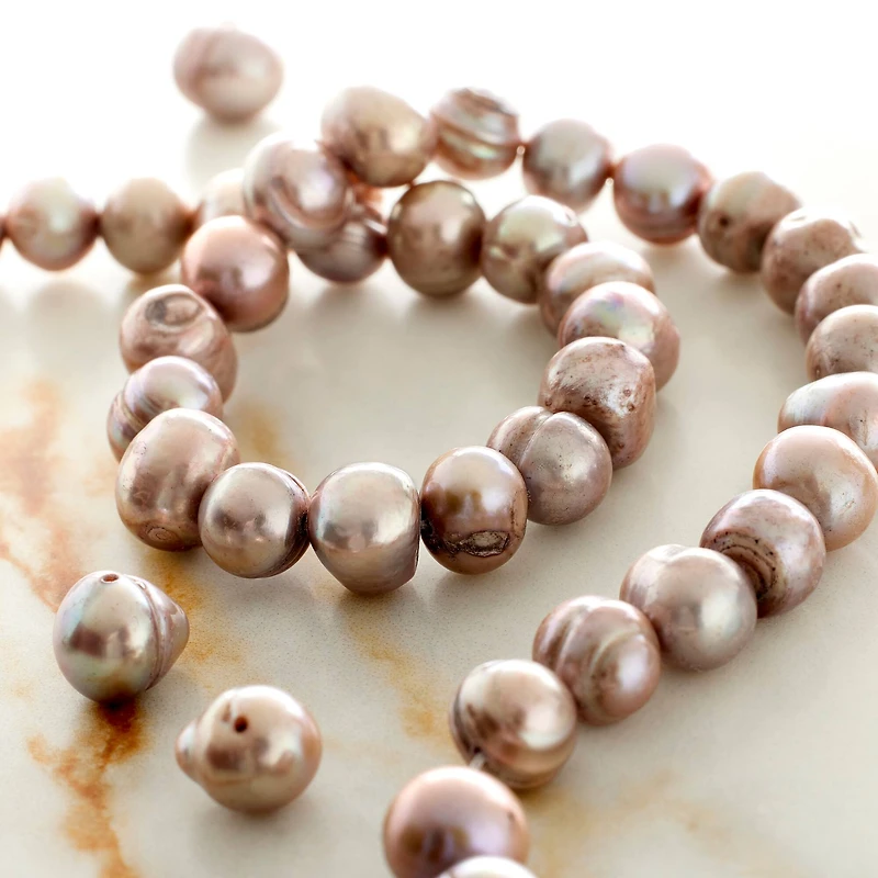 Dark Gray Pearl Potato Beads, 8mm by Bead Landing™