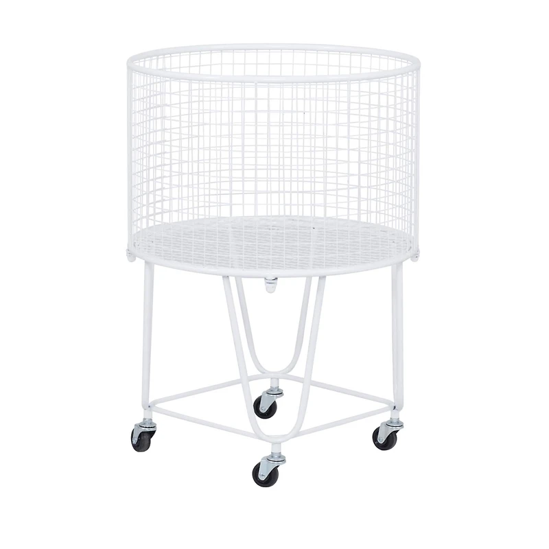 24" White Iron French Country Storage Cart